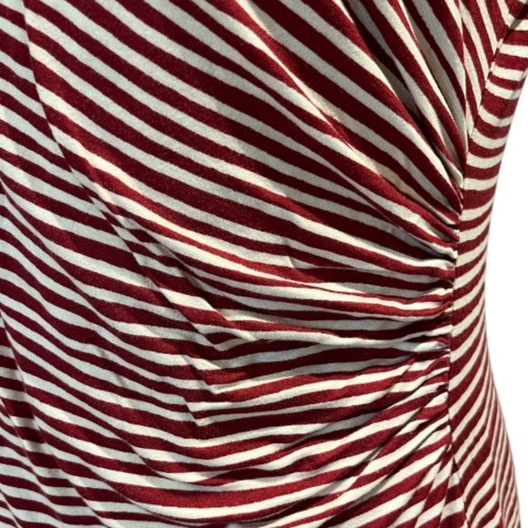ANN TAYLOR LOFT Dress Size L Horizontal Stripes Red and White Stretchy - Picture 4 of 9